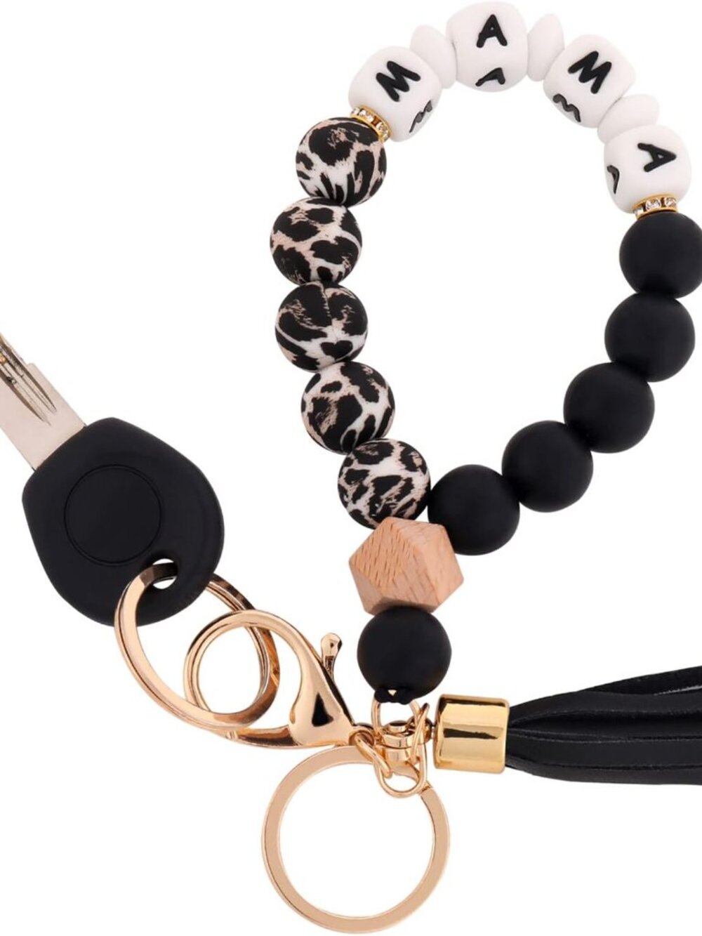 Silicone Key Ring Bracelet Wristlet Keychain Unique Beaded Bangle Key Chains for